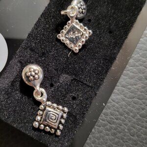 VINTAGE NAPIER SIGNATURE SILVER PLATED DANGLE EARRINGS